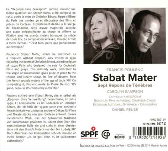 Stabat Mater - Sept répons de ténèbres - CD Audio di Francis Poulenc - 2