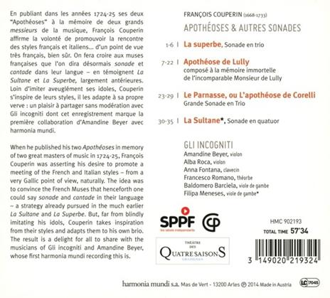 Apothéoses de Lully & Corelli et autres Sonades - CD Audio di François Couperin - 2