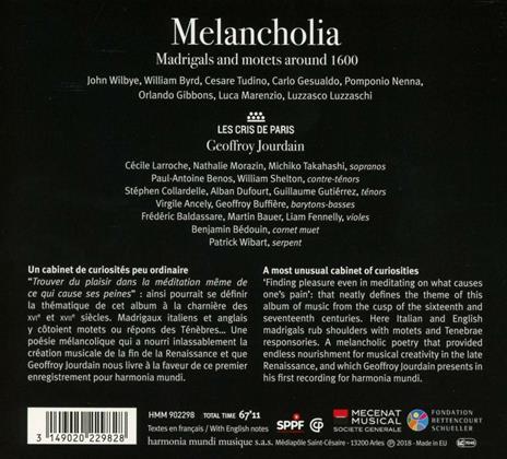 Melancholia - CD Audio di Cris de Paris,Geoffroy Jourdain - 2