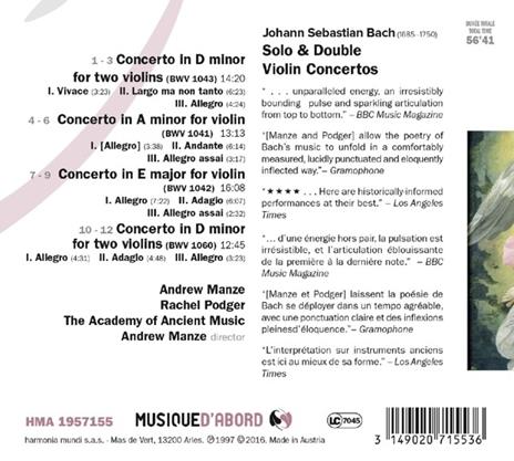 Concerti per Violino - CD Audio di Johann Sebastian Bach - 2