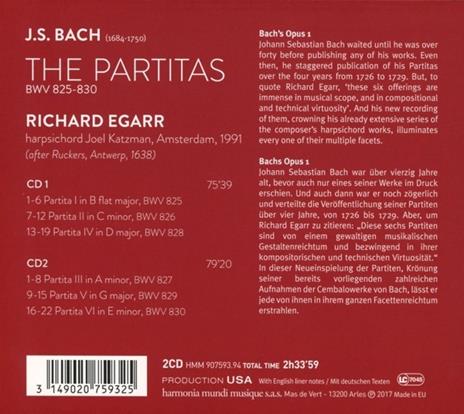 Partite complete - CD Audio di Johann Sebastian Bach,Richard Egarr - 2