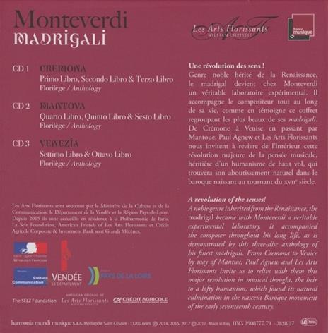 Madrigali. Cremona, Mantova, Venezia - CD Audio di Claudio Monteverdi,Les Arts Florissants,Paul Agnew - 2