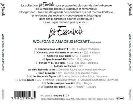 Les Essentiels - CD Audio di Wolfgang Amadeus Mozart - 2