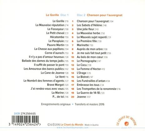 Le Gorille-Chanson Pour.. - CD Audio di Georges Brassens - 2