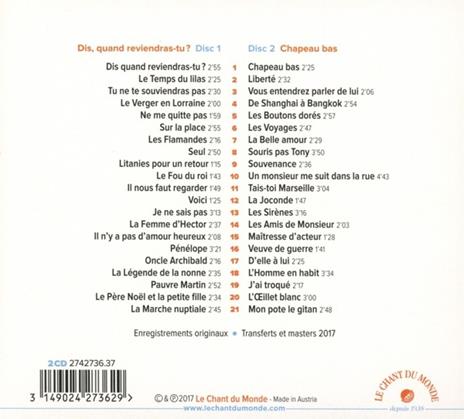 Dis Quand Reviendras-Tu - CD Audio di Barbara - 2