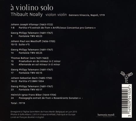 A Violino Solo - CD Audio di Thibault Noally - 2