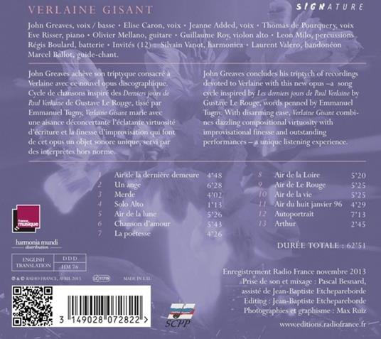 Verlaine Gisant - CD Audio di John Greaves - 2