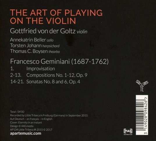 The Art of Playing on the Violin - CD Audio di Francesco Geminiani - 2