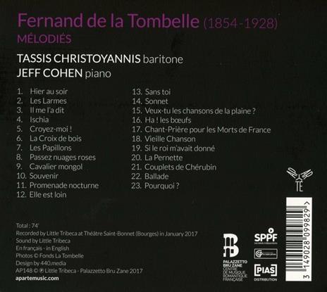 Melodie - CD Audio di Fernand de La Tombelle,Tassis Christoyannis - 3