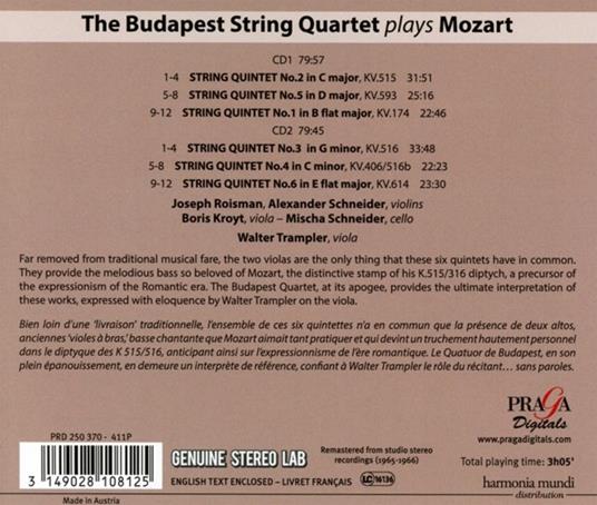 String Quintets - CD Audio di Budapest String Quartet - 2