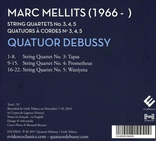 Quartetti d'archi n.3, n.4, n.5 - CD Audio di Quatuor Debussy - 2