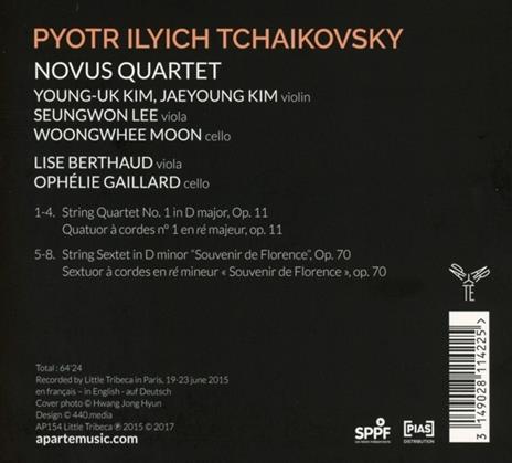 Quartetto per archi n.1 - Souvenir de Florence - CD Audio di Pyotr Ilyich Tchaikovsky,Novus Quartet - 2