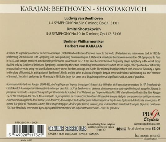 Sinfonia n.5 / Sinfonia n.10 - CD Audio di Ludwig van Beethoven,Dmitri Shostakovich,Herbert Von Karajan,Berliner Philharmoniker - 2