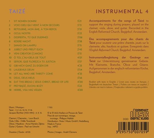 Taizi Instrumental 4 - CD Audio di Taize - 2