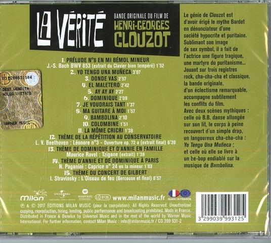 La vérité (Colonna sonora) - CD Audio - 2