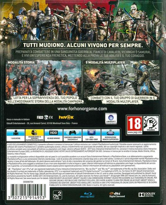 For Honor - PS4 - gioco per PlayStation4 - Ubisoft - Action - Videogioco |  IBS