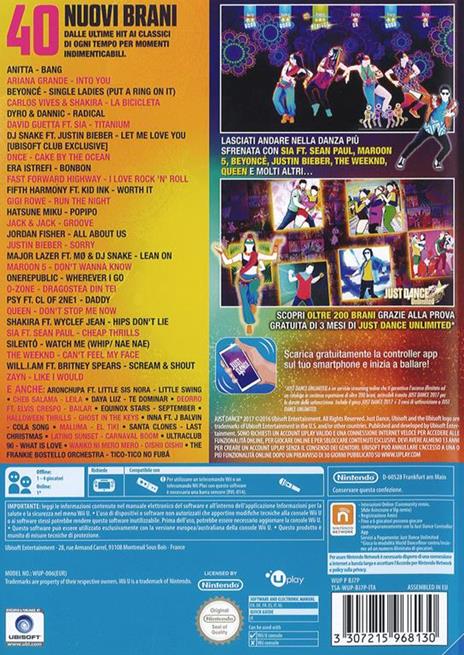 Just Dance 2017 - Wii U - gioco per Nintendo Wii U - Ubisoft - Musicale -  Dance - Videogioco | IBS