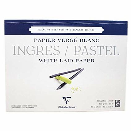 Clairefontaine Ingres - Blocco da disegno, 130 g, 25 fogli, colore: Bianco, multicolore, 30 x 40