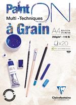 Blocco Clairefontaine Paint''on Multitecnica 21x29.7cm 250gr 20 Fogli A'' Grain