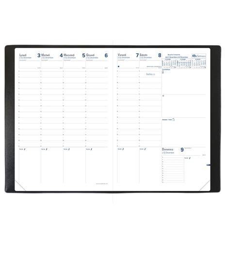 Agenda Settimanale Quo Vadis 2023, 13 mesi, PRENOTE rub IT Impala nero - 21 x 29,7 cm - 3