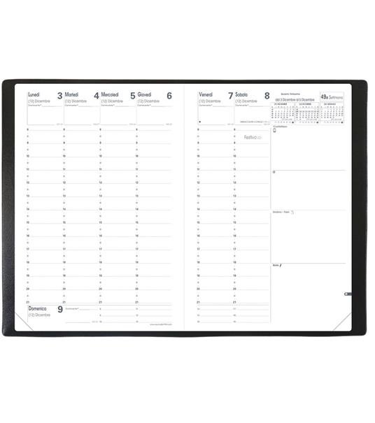 Agenda settimanale 2022, 13 mesi, Ministro Quo Vadis Madera Nero - con rubrica - 3
