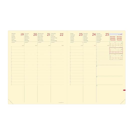 Agenda settimanale 2025, Quo Vadis, 13 mesi, Presidente PREST fas, multingue, Silk blu marine, con elastico - 21 x 27 cm - 2