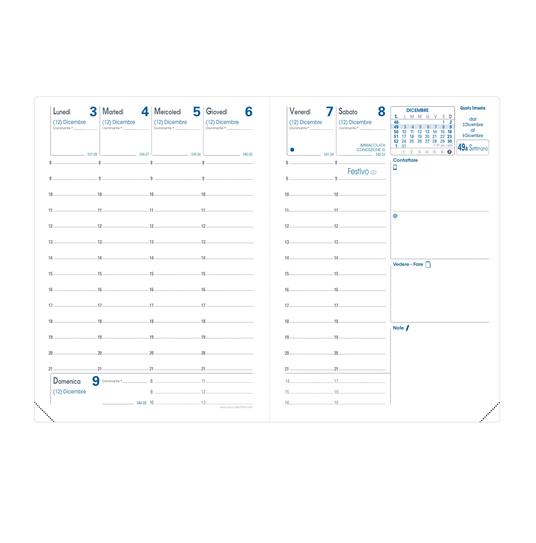 Agenda settimanale 2024, Quo Vadis, 13 mesi, Rigiro, con rubrica, italiano, Toscana corallo - 9 x 12,5 cm - 3