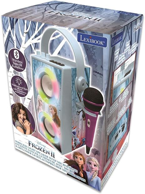 Lexibook Disney Frozen-Altoparlante Portatile Bluetooth con Microfono, Effetti di Luce, Karaoke, Wireless, USB, Scheda SD, Batteria Ricaricabile, Blu - 6