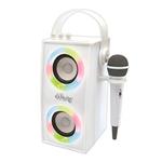 Lexibook Altoparlante Portatile Bluetooth con Microfono, Effetti di Luce, Karaoke, Wireless, USB, Scheda SD, Batteria Ricaricabile, Bianco, BTP180Z