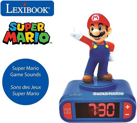 Sveglia digitale Nintendo Super Mario per Bambini con Snooze e Suoni, Orologio per Bambini, Colore Blu / Rosso - RL800NI - 2