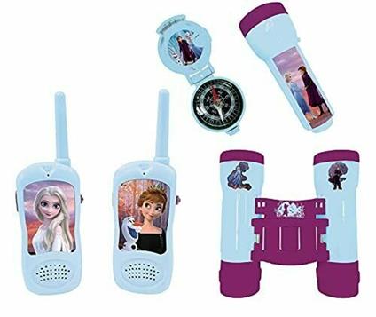 Lexibook Lexibook-RPTW12FZ Frozen-Set Completo per Bambini-Walkie-Talkies 120m, Binocolo, Bussola, Torcia