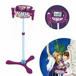 Lexibook- Disney Frozen Altoparlante Piedi per Bambini, Giocattolo Musicale, Altezza Regolabile, effeti Luminosi, 2 microfoni Incluso, MP3, Presa Cavo aux-in, Viola/Blu