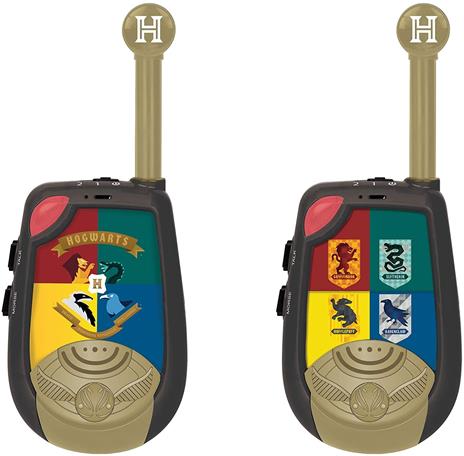 Lexibook Warner Harry Potter-Walkie-Talkies digitali per Bambini/Ragazzi-Portata 2km, Morse Luminoso, Clip da Cintura, Batteria, Nero/Oro, Colore