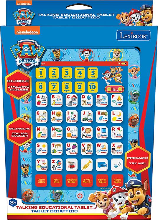 Lexibook Touchscreen ed Effetti sonori Paw Patrol, Tablet bilingue per Imparare Lettere, Numeri, vocabolario e Musica, Lingue Italiano/Inglese, Blue - 3