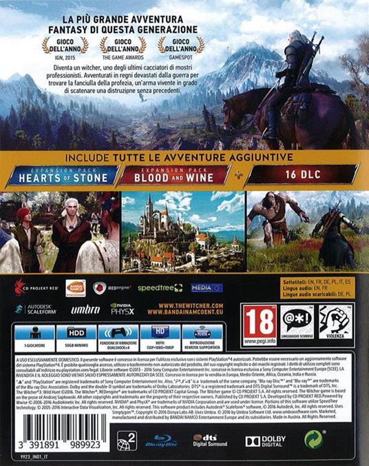 Witcher 3: The Wild Hunt GOTY Edition - PS4 - gioco per PlayStation4 -  Namco Bandai - RPG - Giochi di ruolo - Videogioco | IBS