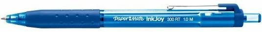 Penna Paper Mate InkJoy 300 a scatto blu con grip in gomma punta media. Confezione 12 pezzi