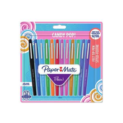 Penna Papermate Flair-Nylon Candy Pop Colori Assortiti - Blister da 12 - 2