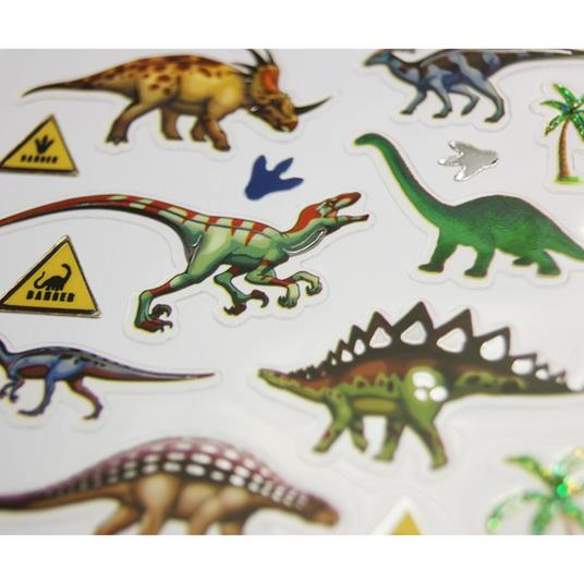 Adesivi - Dinosauri - Finitura argento - Global Gift - Cartoleria e scuola