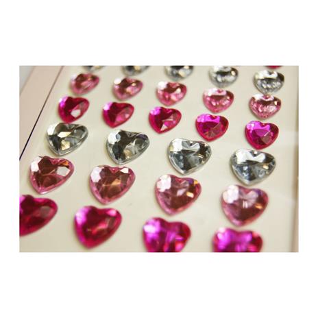 Adesivi con strass a forma di cuore - Rosa