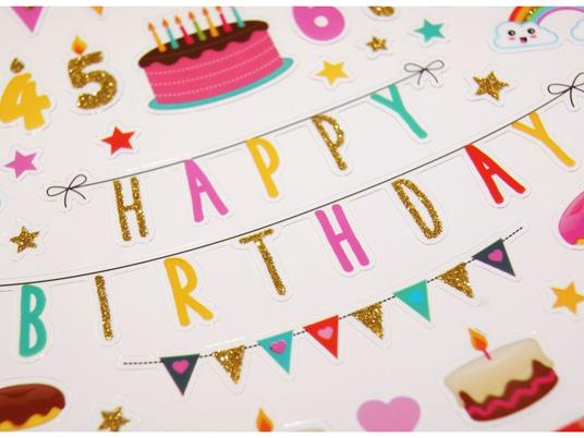 Adesivi - Buon compleanno - multicolore - glitterati - Global Gift -  Cartoleria e scuola