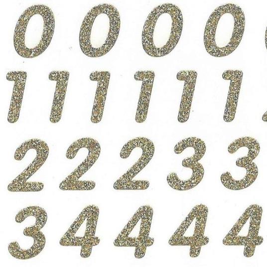 70 Adesivi - Numeri - Glitter oro - Global Gift - Cartoleria e scuola