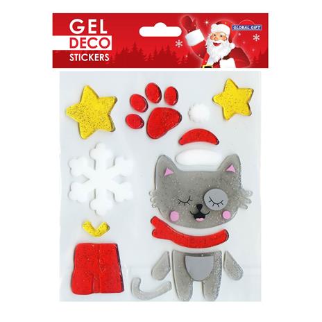 Adesivi per finestre in gel di Natale Gatto di Natale