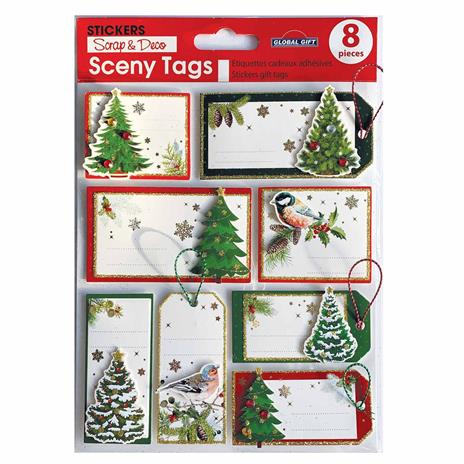 8 etichette regalo autoadesive - Alberi di Natale - 2