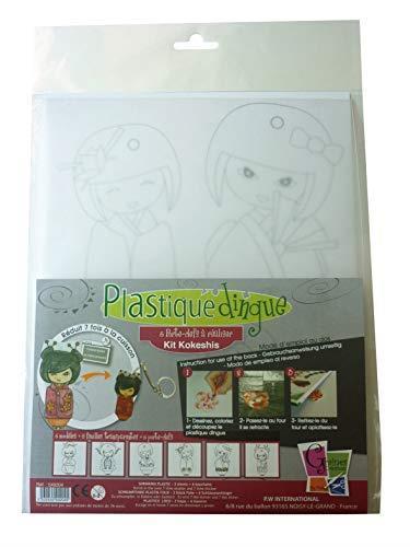 Youdoit 2 Fogli di plastica Pazza Kokeshi + 6 Portachiavi