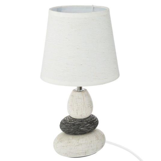 Lampada da tavolo con paralume, Ø 18 x 33 cm, bianco con base in pietra