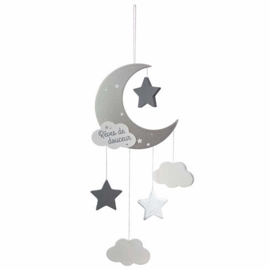 Decorazione da appendere per bambini, motivo: luna e nuvola, 43 cm, grigio