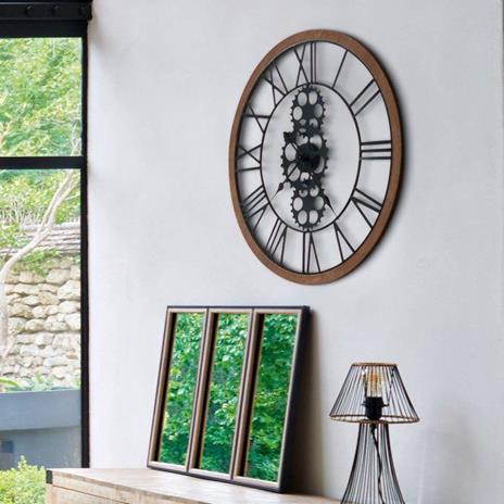 Orologio da parete con meccanismo a vista, Ø 70 cm, cornice in legno - 2