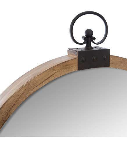 Atmosphera Grande Specchio da Parete in Legno a Forma di Taschino D 74 cm, Marrone, cm - 2