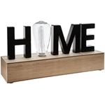 Scritta Home in Legno da Appoggio con Lampadina 34x8x17cm