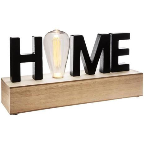 Scritta Home in Legno da Appoggio con Lampadina 34x8x17cm - 2